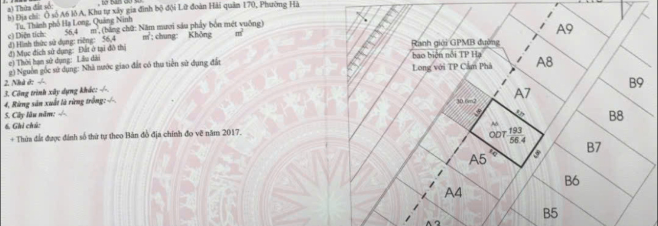 Bán đất mặt đường bao biển Hạ Long- Cẩm Phả khu dự án Lữ đoàn Hải quân 170